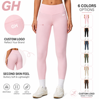 GH Wholesale Leggings pour femmes brossés, taille haute, effet froncé et push-up fessier, très extensibles, sculptants, pour la gym, le fitness, l'entraînement et le yoga