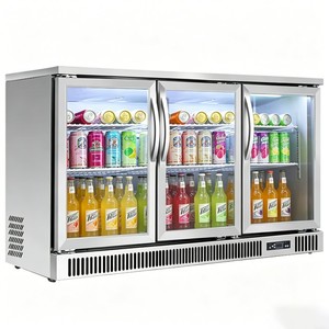 Refrigerador de Bar con 3 Puertas de Vidrio y Acero Inoxidable, Enfriamiento por Ventilador de Una Sola Temperatura, Gran Capacidad, Exhibidor de Bebidas y Cerveza - Product Image 5