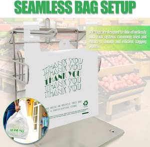 Sacs à provisions en plastique recyclables de conception de T-shirt de gousset latéral Sacs de marchandises de catégorie comestible avec des poignées pour l'usage de supermarché - Product Image 2