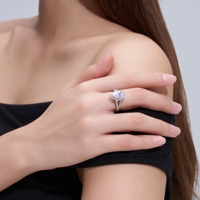 Bague en argent sterling S925 avec moissanite taille poire, halo et pavé, pour femme