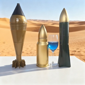 Bouteille en verre en forme de missile de haute qualité personnalisée avec bouchon à vis imprimé à l'écran <span class=keywords><strong>Baijiu</strong></span> Whisky Vodka Liqueur Tequila Brandy 500ml - Product Image 1