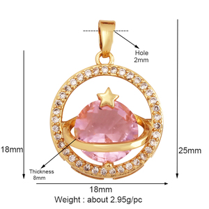 Newest Trendy Geometry Mixture Style Charm <strong>Jewelry</strong> Findings,Fashion 18k Gold Inlaid Rainbow Zirconia Necklace Pendant <strong>Supply</strong> L39 - Product Image 3