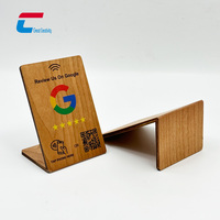 Expositor de Mesa de Madera de Cerezo con Grabado Láser e Impresión UV, 13.56MHz NTAG 213 215 216, Soporte para Menú de Mesa, Soporte NFC para Google