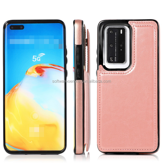 Solid Double Button Multiple Viewing Angles Case for Huawei P30 P40 Pro Kickstand Card Slot Shockproof Cover for P30 P40 Lite
