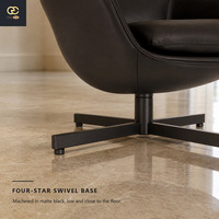 Fauteuil individuel en cuir noir de luxe, rembourré, de style italien moderne, pour salon, design de mobilier de villa, fauteuil inclinable confortable