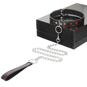 Collier SM en forme de cœur pour adultes avec laisse, collier en PU taquin, adapté à la retenue d'équipement pour femmes - Product Image 3