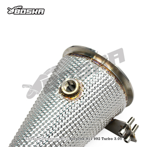 ท่อดาวน์ไปป์แบบกำหนดเองสำหรับ Porsche 911 992 Turbo 3.0T ปี 2020-2023 Boska Exhaust Downpipe สแตนเลสสตีล ท่อไอเสียแบบไหลอิสระ - Product Image 6