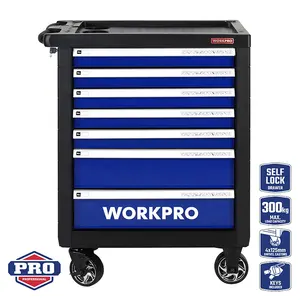 Workpro caixa de armário com 7 gavetas, caixa de aço para ferramentas de garagem e carrinho de metal