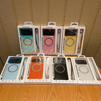 Coque magnétique transparente colorée tendance pour iPhone 17 Pro Max 16 Plus 14 15 Pro avec dragonne scintillante et boîte cadeau