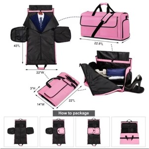 Sacs de transport pour vêtements BSCI, personnalisables avec logo, 2-en-1, suspendus, avec fermeture éclair, imperméables et pliables - Product Image 2