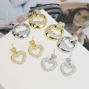 Koreanische Mode niedlicher hohl Herz-Tropfen-Ohrring Großhandel 2024 vergoldeter Schmuck für Damen
