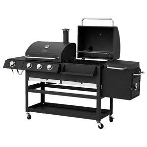 Premium Outdoor 5-Person Gas and Charcoal <span class=keywords><strong>Metal</strong></span> BBQ Smoker, Parrilla <span class=keywords><strong>de</strong></span> gas <span class=keywords><strong>para</strong></span> asar <span class=keywords><strong>leña</strong></span> en fiestas - Product Image 3