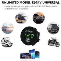 Voltmeter Mobil Antiair dengan Saklar Sentuh, Pengukur Tegangan 12V/24V dengan Layar Digital LED, Voltmeter Mobil untuk Kapal Laut Truk Motor