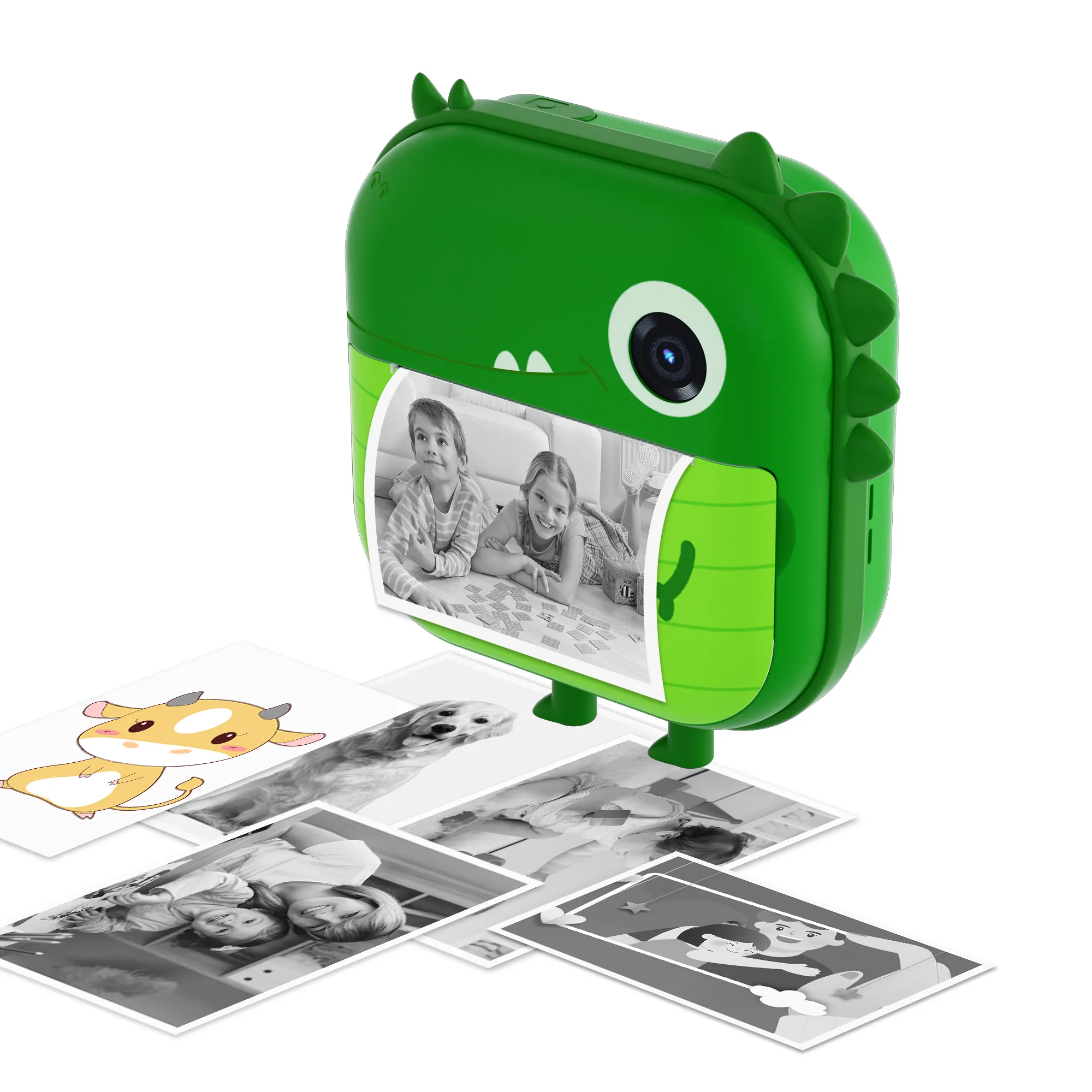 Taşınabilir yeşil 1080p Video kaydedici oyuncaklar dijital Selfie Hd çocuklar anlık kamera ile baskı kağıdı