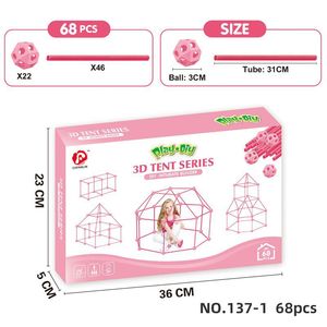 Kit de construction de tente perlée DIY pour enfants, jouet éducatif et artisanal, maisonnette à assembler avec design de château qui brille dans le noir - Product Image 4
