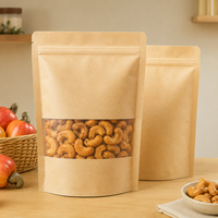 Sacs en papier kraft avec fenêtre, pochettes verticales refermables de qualité alimentaire pour café, snacks, thé – Impression personnalisée acceptée – En stock