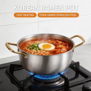 <span class=keywords><strong>Pot</strong></span> à ramen coré<span class=keywords><strong>en</strong></span> <span class=keywords><strong>en</strong></span> acier inoxydable avec doubles poignées, plusieurs tailles, finition brossée or et argent, pour la maison, le camping, les restaurants, ustensiles de cuisine - Product Image 3