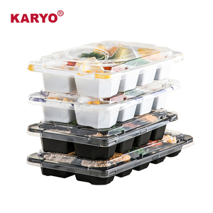 KARYO Contenedor de Sushi para Llevar de Plástico PS de Grado Alimenticio con 8 Compartimentos, Caja Bento de 8 Compartimentos para Sashimi, Plato para Fiestas - Product Image 1