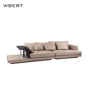 ספת עור איטלקית WBERT, סלון מודרני אור וילה יוקרתית ספה ישרה, דירה ספה בצורת מיוחדת