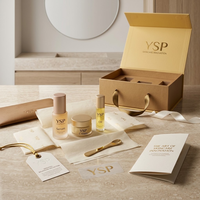 Ensemble d'emballages de luxe sur mesure pour soins de la peau en or, avec fermeture magnétique, boîte rigide pliable et insert