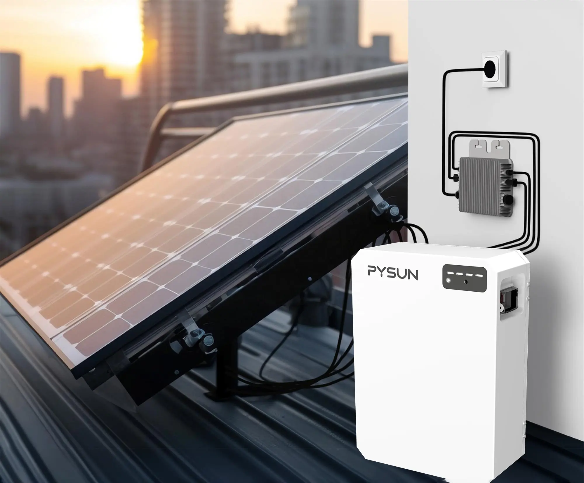 Kit de système de micro-onduleur solaire Plug And Play Système photovoltaïque de balcon Centrale électrique 1200 Watt Complète solaire sur balcon