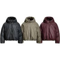 Veste bomber chaude en coton épais surdimensionnée à fermeture éclair, personnalisée par le fabricant, pour l'hiver