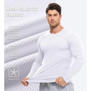 T-shirt à manches longues pour homme FOXA, côtelé uni, anti-plis, respirant, séchage rapide, en coton et élasthanne, idéal pour la gym et les tenues décontractées - Product Image 6