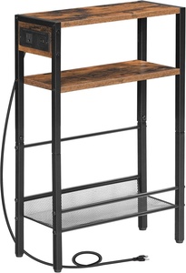 Meja Samping Kecil dan Sempit dengan Stasiun Pengisian Daya, Meja Ujung Tipis untuk Ruang Sempit, Meja Samping Sofa dengan Rak Penyimpanan - Product Image 2