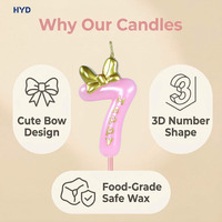 Velas de Cumpleaños Personalizadas 2026 con Lazo Decorativo, Ecológicas, Color Rosa, con Recubrimiento Metálico para Decoración de Pasteles