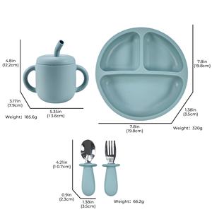 Ensemble repas pour enfants du meilleur fournisseur, assiette à ventouse en silicone de qualité alimentaire, kit d'alimentation pour bébé, directement de l'usine - Product Image 5