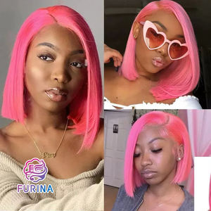 Perruque courte en dentelle frontale, <span class=keywords><strong>simulation</strong></span> de <span class=keywords><strong>cheveux</strong></span> courts, rouge vif, 10 pouces, fibre synthétique haute température - Product Image 5