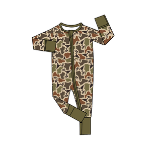 Toddler Infant Wildlife Hunting Theme Zip‑Up Romper Duck Deer Camo <b>Print</b> Baby Sleep Sleeper Pajama - Product Image 5