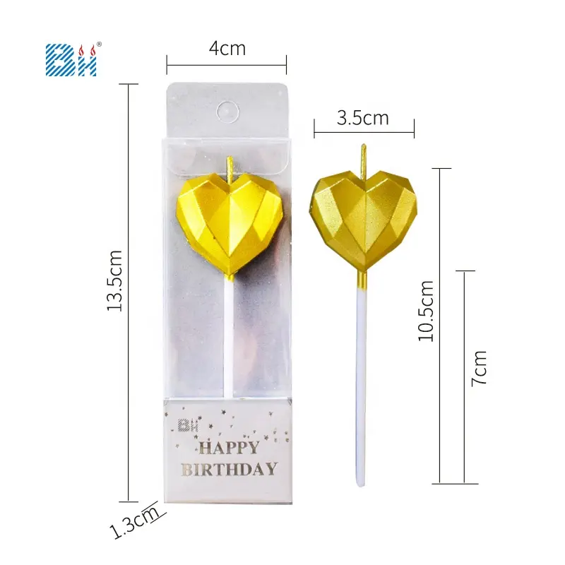 diamond heart birthday candles dazzling glitter gold coated