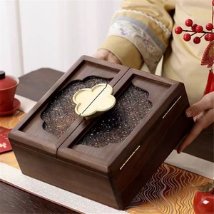 New Minimalist Walnut Round Golden Wardrobe Door and Closet Drawer Knob with plum Blossom Design - Product Image 1