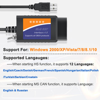 ELM327 USB OBD2 con Interruptor HS/MS 25K80, Adaptador Oculto para Automóvil CH340T OLIVER, Compatible con Múltiples Modelos