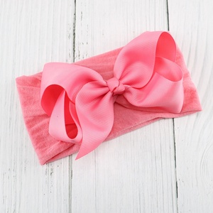 Ziming Customized 5 Inches Ribbon Bows Elastic <strong>Baby</strong> <strong>Hair</strong> <strong>Band</strong> Big Bow New Born Headband Factory Bulk Sale - Product Image 3