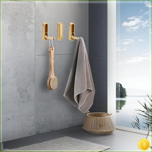 Compact 4PCS Gold Foldable Hooks For <b>Wall</b>, Bathroom, Kitchen, And Bedroom Enhancements - Product Image 5