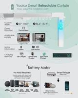 Cortina Eléctrica Inteligente con WiFi y Bluetooth, Control por Aplicación Tuya, Fácil Emparejamiento, Persianas Motorizadas