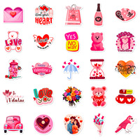 Autocollants Cœur Thème Saint-Valentin Baide 50, Style Ins, Romantique, Doux, pour Déclaration d'Amour, Impression Offset, Étanche, pour Coque de Téléphone