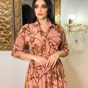 Vestido Musulmán Elegante para Mujer, Ropa Islámica de Manga Larga con Estampado, Primavera <span class=keywords><strong>2022</strong></span>, Superventas - Product Image 4