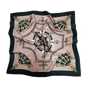 Designer Silk Scarf Ladies Classic Custom Printed Charmeuse Silk Scarves Square Smooth Pink Silk Scarves Women