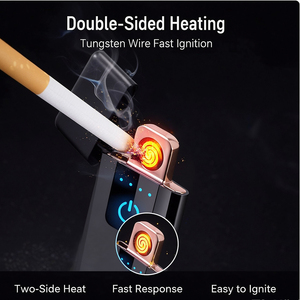 Briquet électronique plasma ultra-plat sans flamme, double allumage, coupe-vent, rechargeable par USB pour cigarettes - Product Image 2