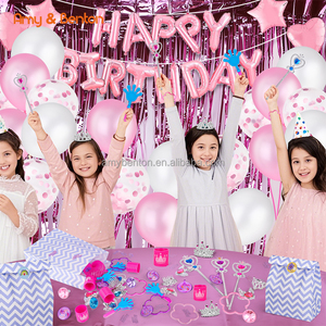 בנות שמח יום הולדת אספקת יום קישוט באנר בלוני שולחן וילון שוליים מפת מסך עם 80pcs צעצועים - Product Image 6