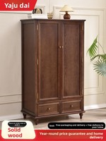 Armoire de luxe en bois massif de style américain moderne et antique avec tiroirs pour grande chambre à coucher, mobilier de maison