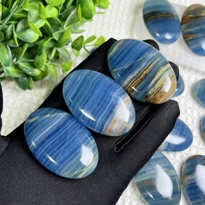 بيع عالية الجودة الطبيعية العقيق الأزرق مصقول حجر النخيل البيضاوي شبه الثمينة الكريستال الشفاء الروحي للهدايا - Product Image 1