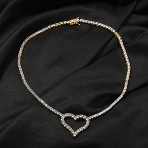 Collana a Cuore con Gioielli Luccicanti per il Ballo di Fine Anno, Catena Tennis 3MM, <span class=keywords><strong>Serie</strong></span> Design Amore, Moda Femminile di Lusso, Charm CZ, Girocollo - Product Image 6