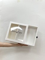 Boîte à tiroir pliable à prix d'usine, faible MOQ, avec fenêtre transparente, boîte cadeau à couvercle transparent, grande taille, pour anniversaire