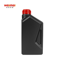 Bouteille d'essence en plastique HDPE noire carrée de 1L avec bouchon en PP, conteneur vide pour lubrifiant avec ligne de niveau de liquide