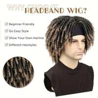 Perruque synthétique afro torsadée de 6 pouces avec bandeau, fausses locks moelleuses et rebondissantes, résistantes à la chaleur, densité 150 %, personnalisable