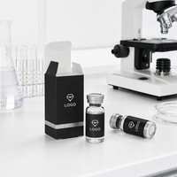 Kotak Kosmetik yang Dapat Disesuaikan Botol Peptida Kotak Kertas Hologram Mengkilap 3ml 5ml Wadah Kemasan Vial Pepti dengan Label